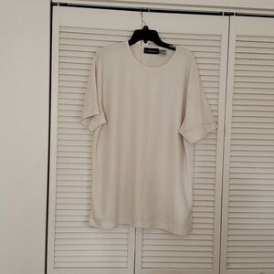 SAG HARBOR Mens XL creme waffle knit shirt top